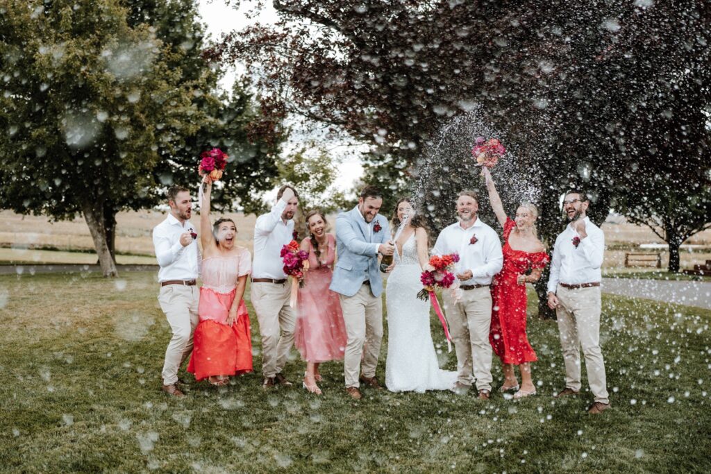 champagne pop wedding party weddings down under